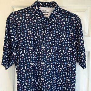 Straight Down performance polo, like new, size large! Tiki print!
